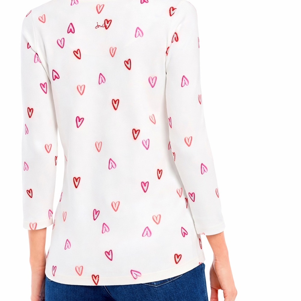 JOULES Harbour Print Cream Hearts Top! - Picture 2 of 7